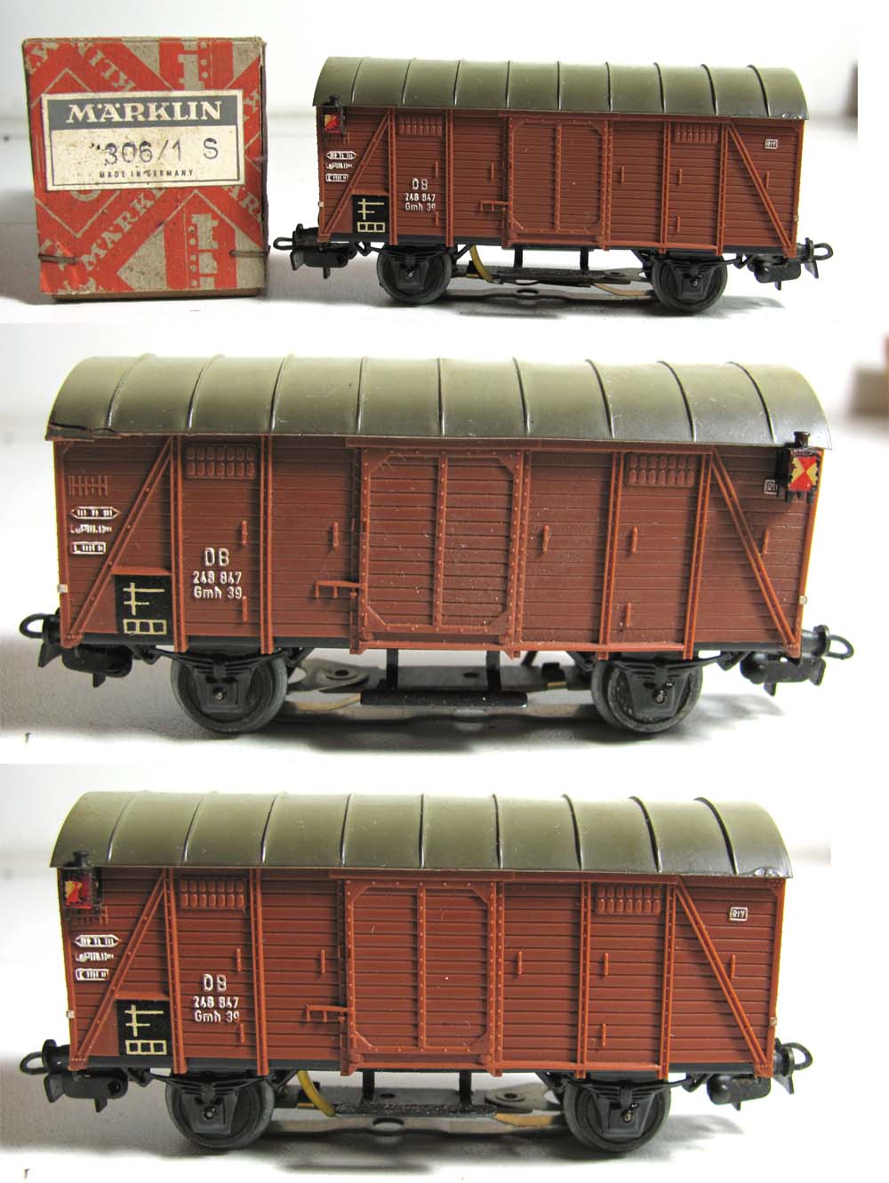 MARKLIN HO GAUGE 306/1 S COVERED GOODS WAGON WITH TAIL LIGHTS