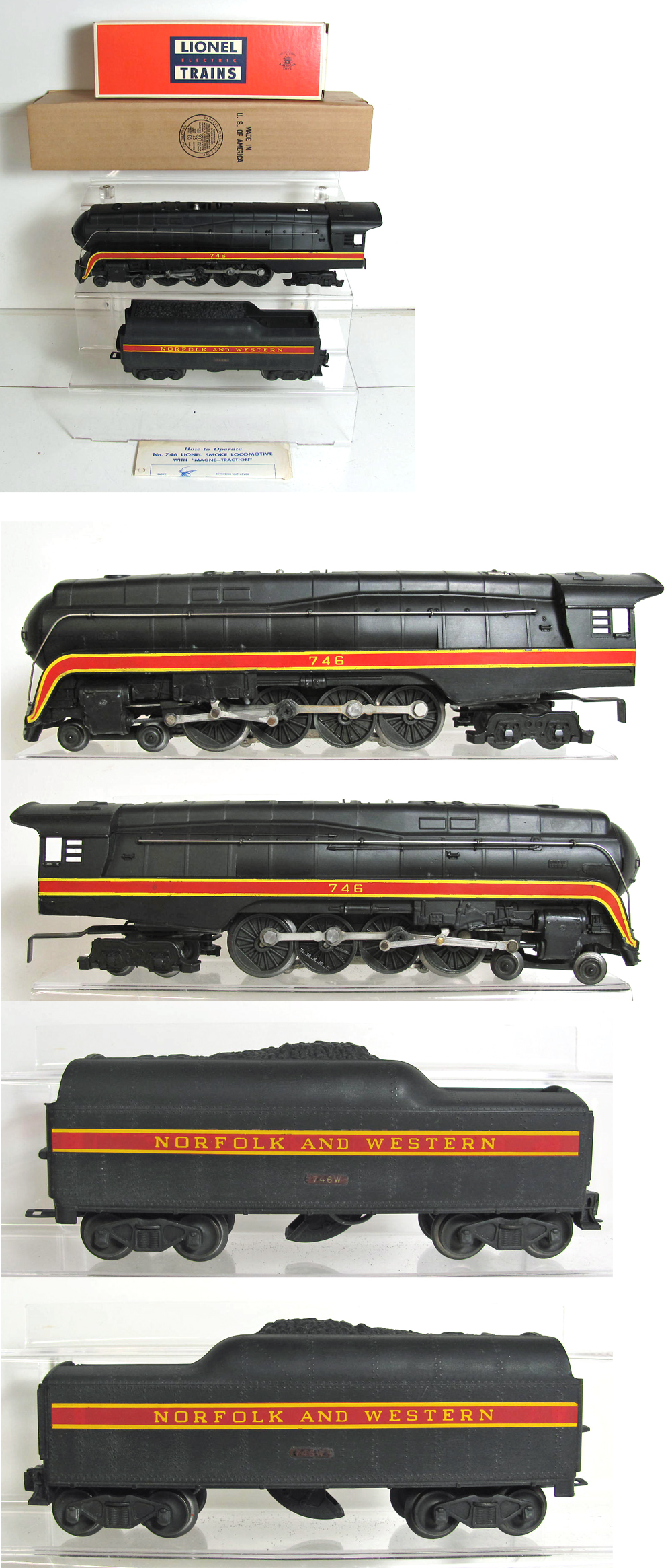 746 NORFOLK & WESTERN WARHORSE J1 LOCOMOTIVE WITH LONG STRIPE TENDER